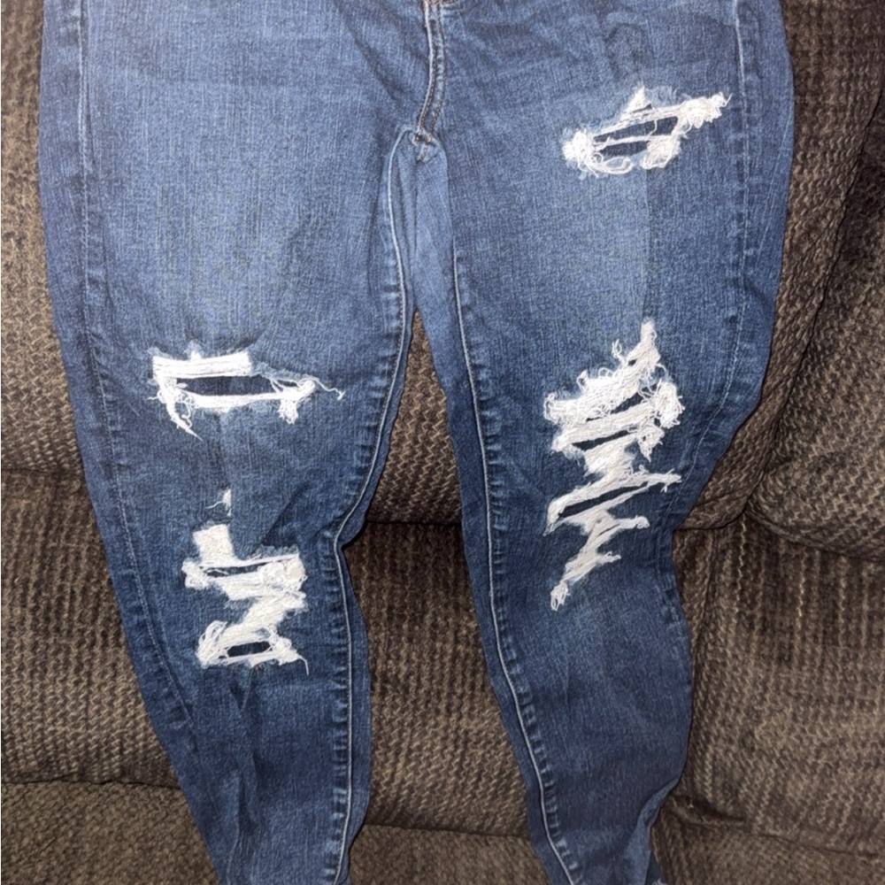 American Eagle Outfitters Blue Skinny Distressed Jeans